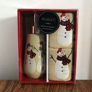 Snowman bathroom 3 piece decor set!